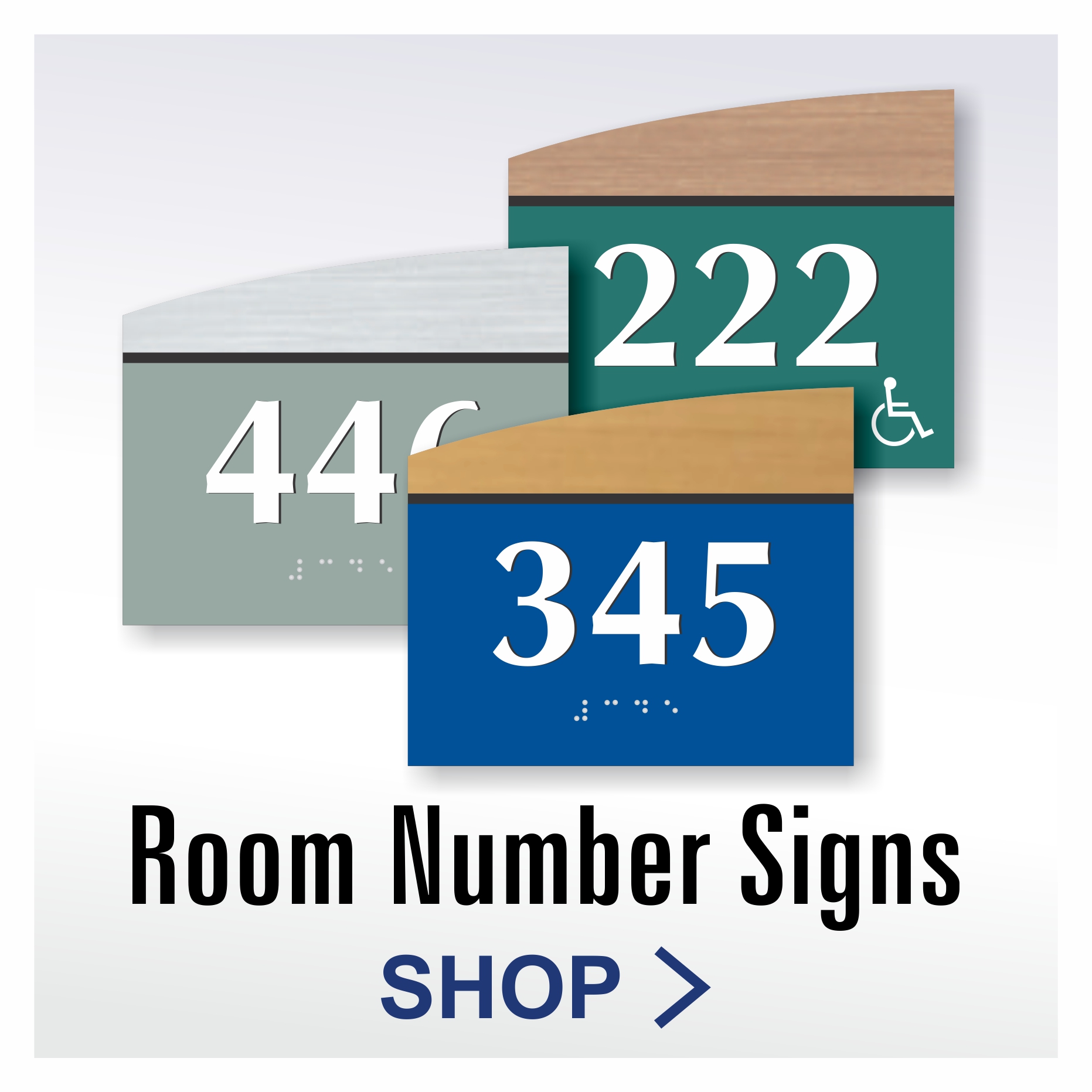 Wave Sign system showing ADA room numbers with braille and tactile text